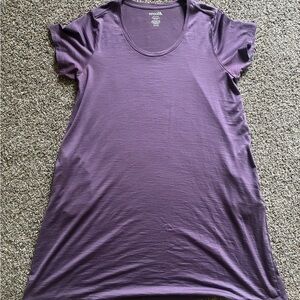 Wool& 2XL merino wool scoop-neck short sleeve dress purple